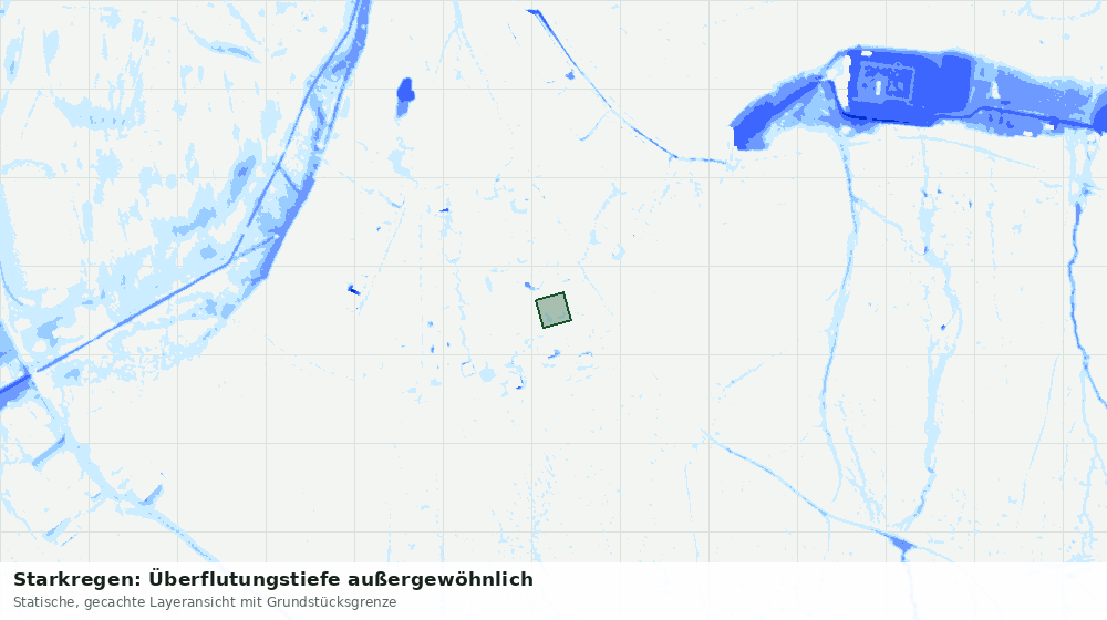 Statische Kartenansicht: Starkregen: Überflutungstiefe außergewöhnlich