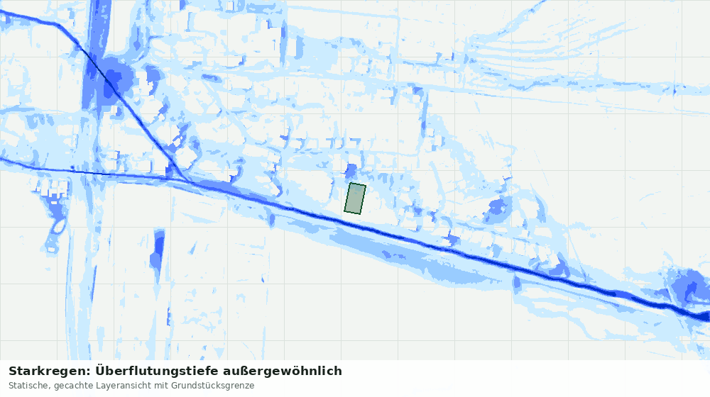 Statische Kartenansicht: Starkregen: Überflutungstiefe außergewöhnlich