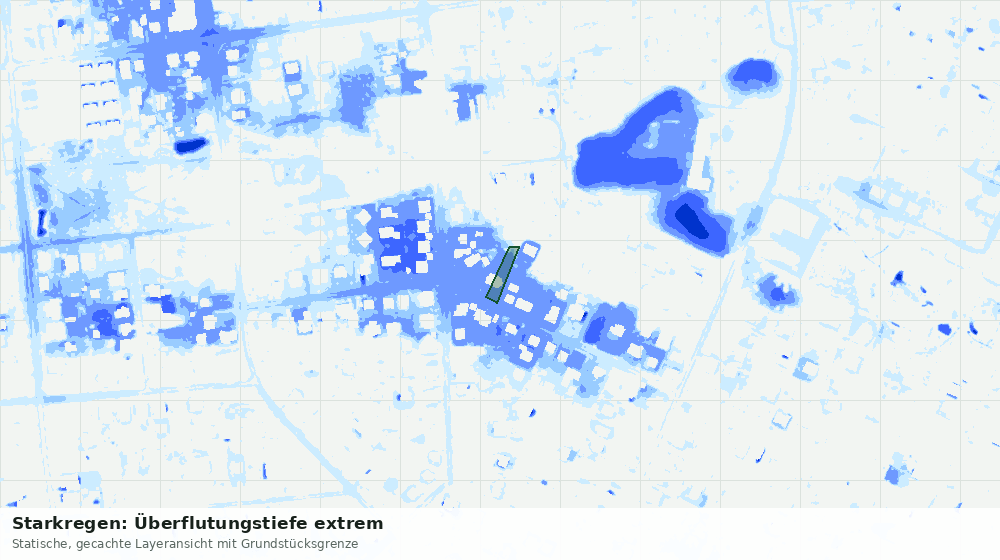 Statische Kartenansicht: Starkregen: Überflutungstiefe extrem
