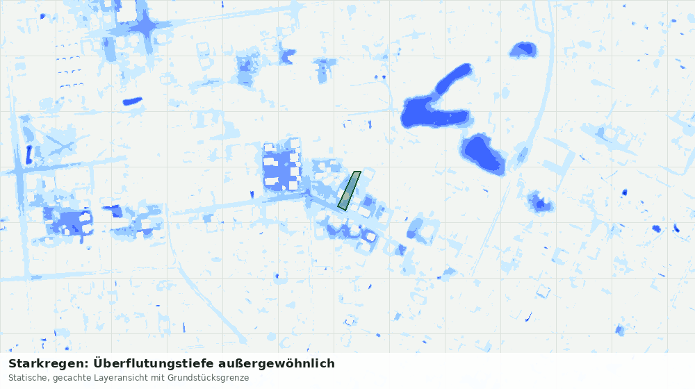 Statische Kartenansicht: Starkregen: Überflutungstiefe außergewöhnlich