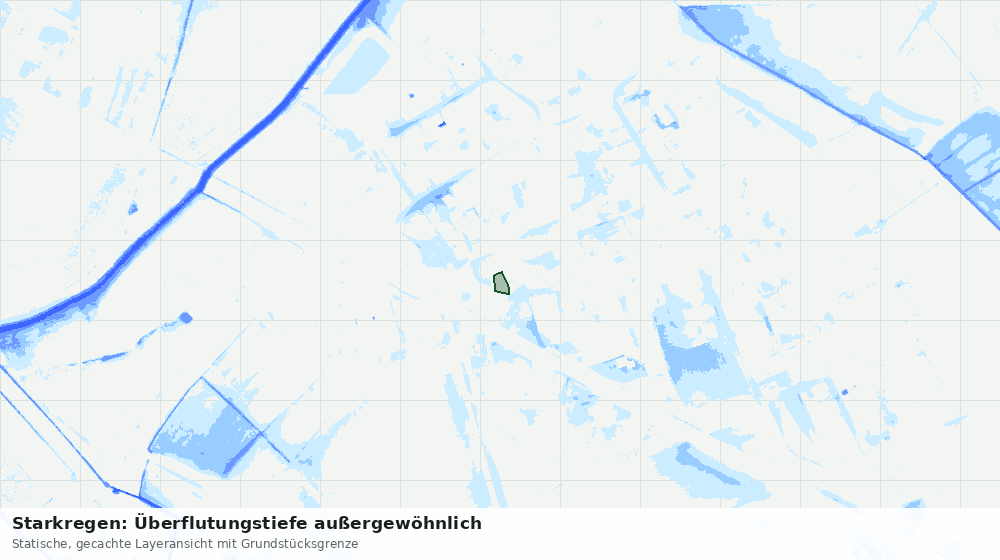 Statische Kartenansicht: Starkregen: Überflutungstiefe außergewöhnlich
