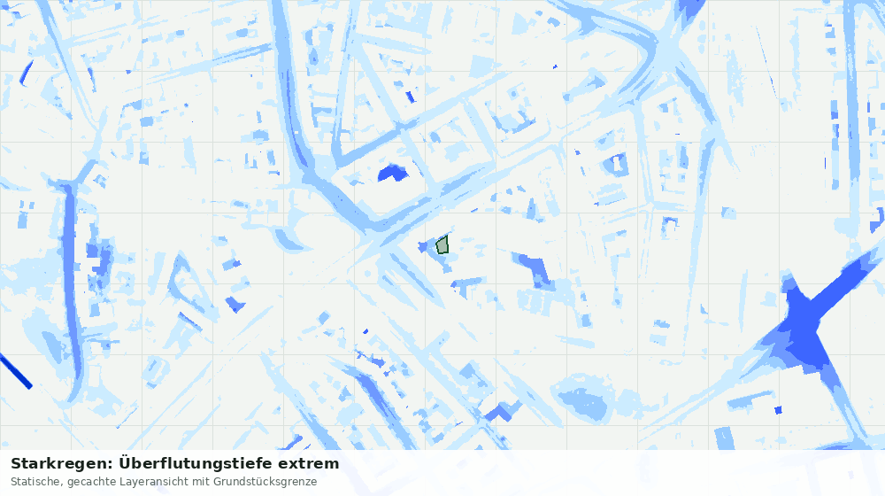 Statische Kartenansicht: Starkregen: Überflutungstiefe extrem