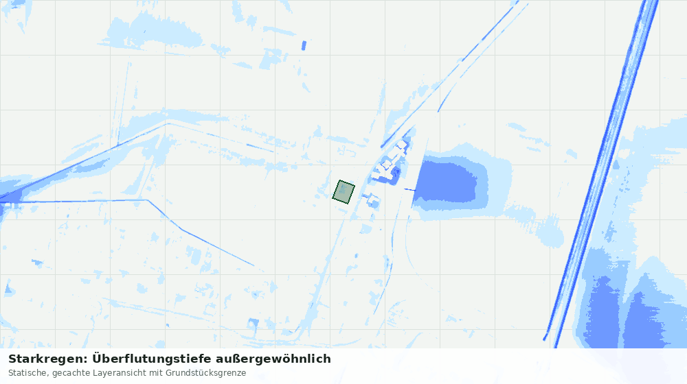 Statische Kartenansicht: Starkregen: Überflutungstiefe außergewöhnlich