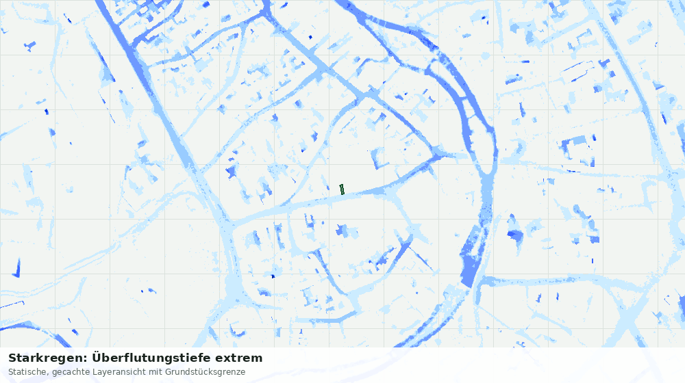 Statische Kartenansicht: Starkregen: Überflutungstiefe extrem