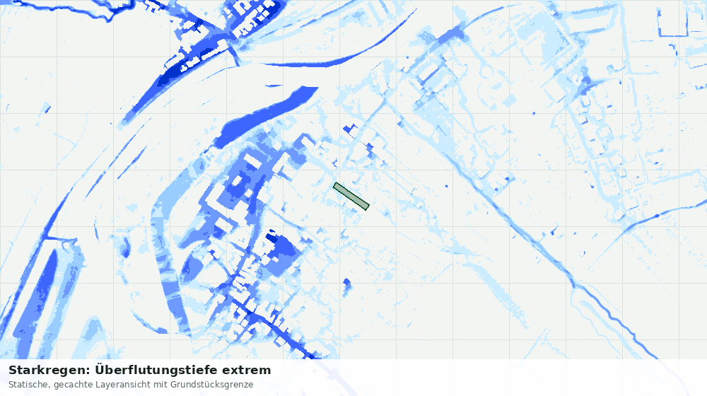 Statische Kartenansicht: Starkregen: Überflutungstiefe extrem