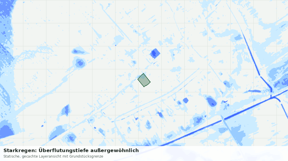 Statische Kartenansicht: Starkregen: Überflutungstiefe außergewöhnlich
