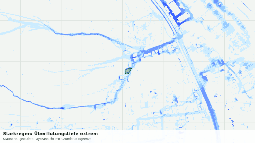 Statische Kartenansicht: Starkregen: Überflutungstiefe extrem