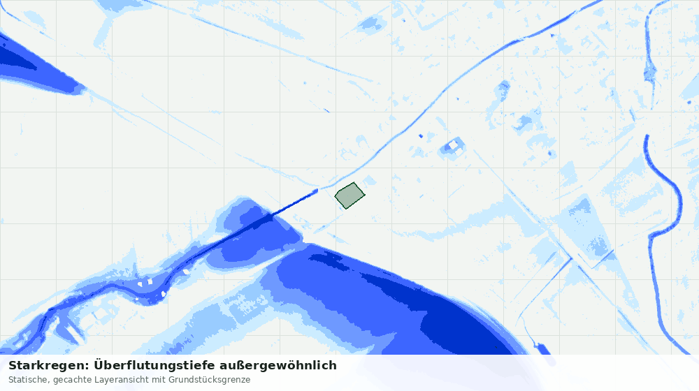 Statische Kartenansicht: Starkregen: Überflutungstiefe außergewöhnlich