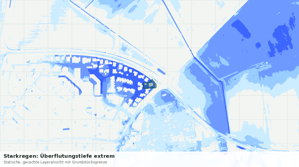 Statische Kartenansicht: Starkregen: Überflutungstiefe extrem