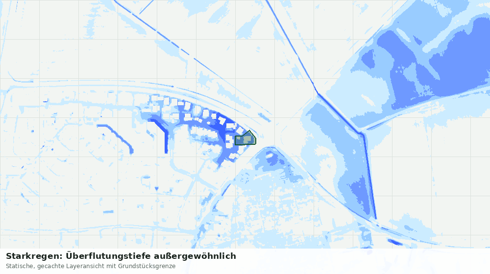 Statische Kartenansicht: Starkregen: Überflutungstiefe außergewöhnlich