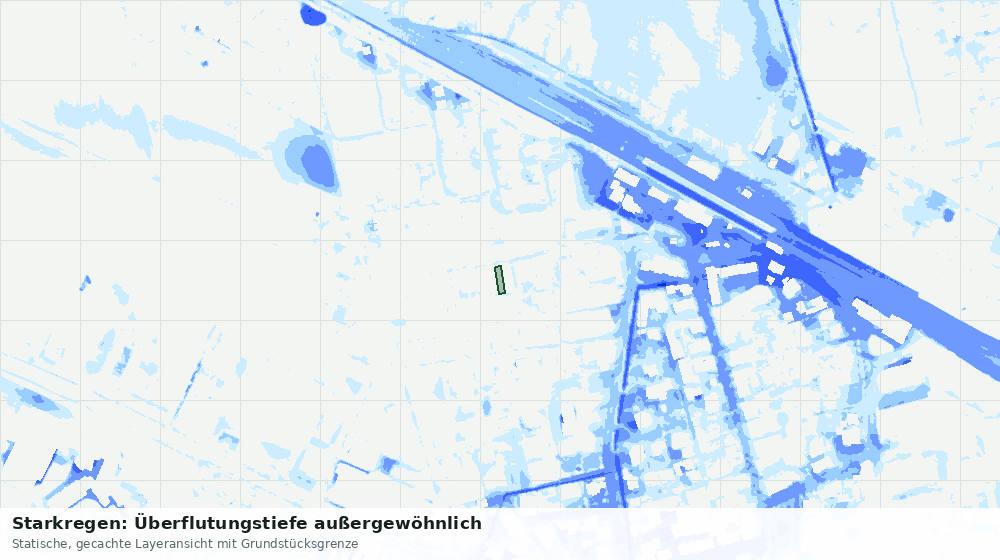 Statische Kartenansicht: Starkregen: Überflutungstiefe außergewöhnlich