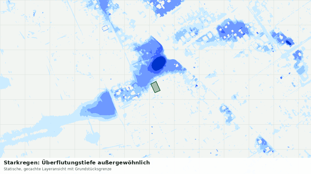 Statische Kartenansicht: Starkregen: Überflutungstiefe außergewöhnlich