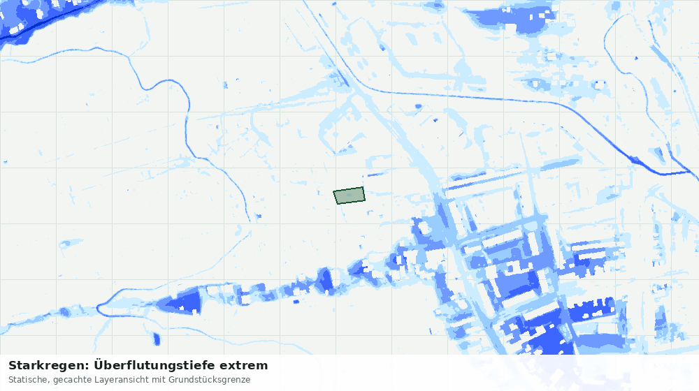 Statische Kartenansicht: Starkregen: Überflutungstiefe extrem