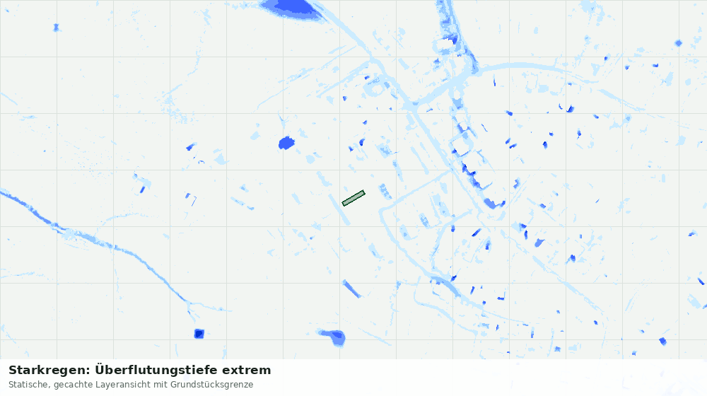 Statische Kartenansicht: Starkregen: Überflutungstiefe extrem