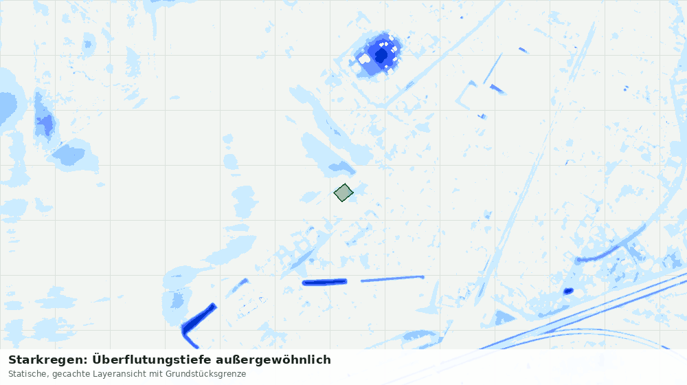 Statische Kartenansicht: Starkregen: Überflutungstiefe außergewöhnlich