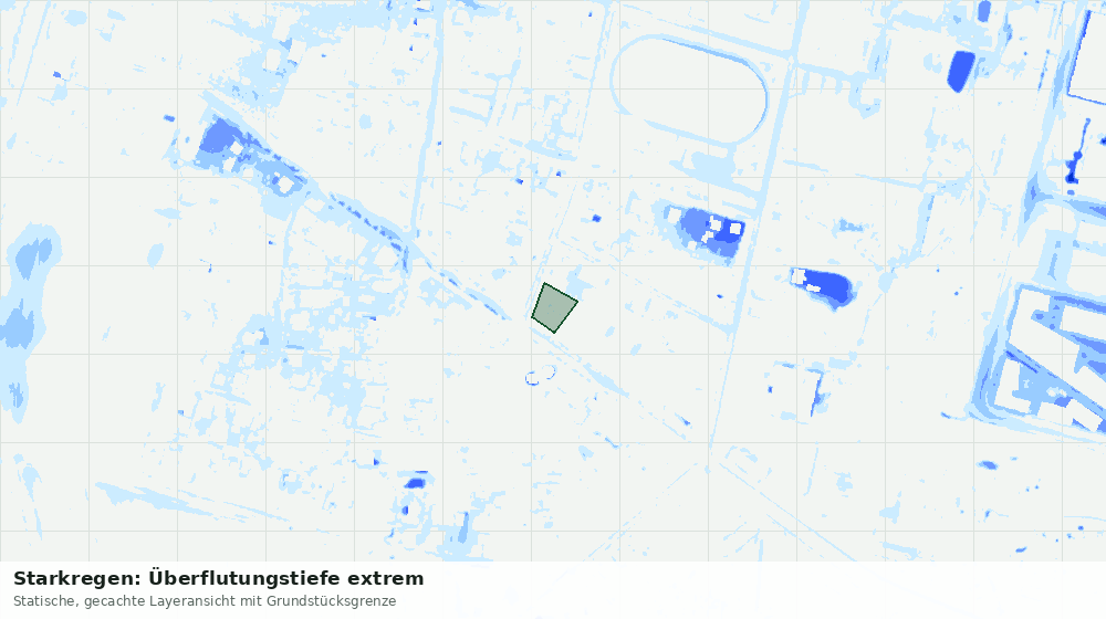Statische Kartenansicht: Starkregen: Überflutungstiefe extrem