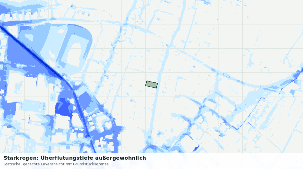 Statische Kartenansicht: Starkregen: Überflutungstiefe außergewöhnlich