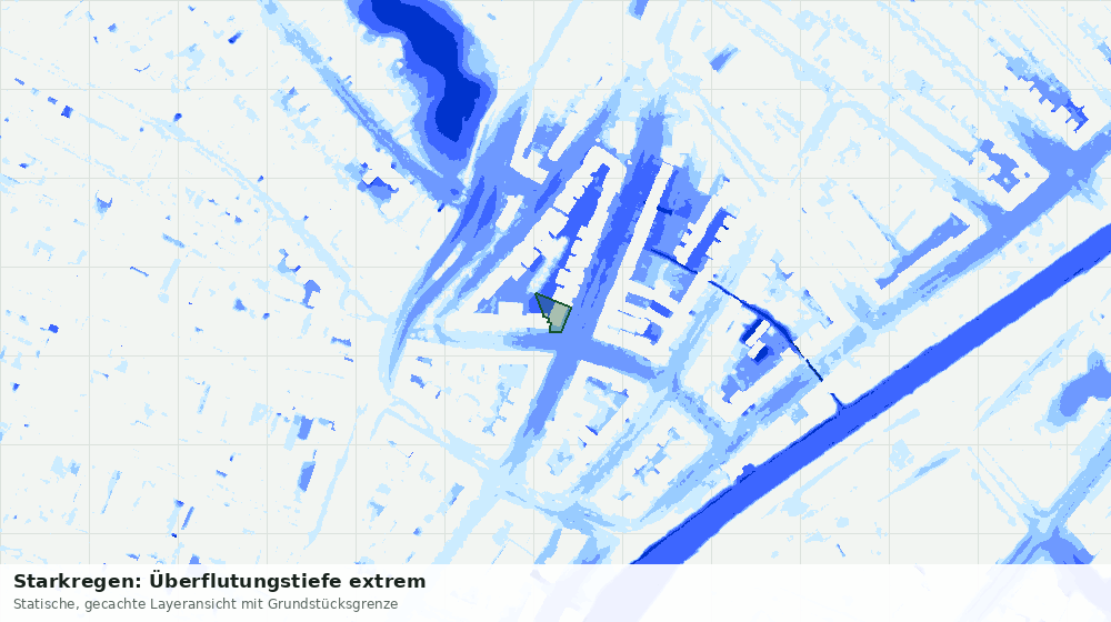 Statische Kartenansicht: Starkregen: Überflutungstiefe extrem