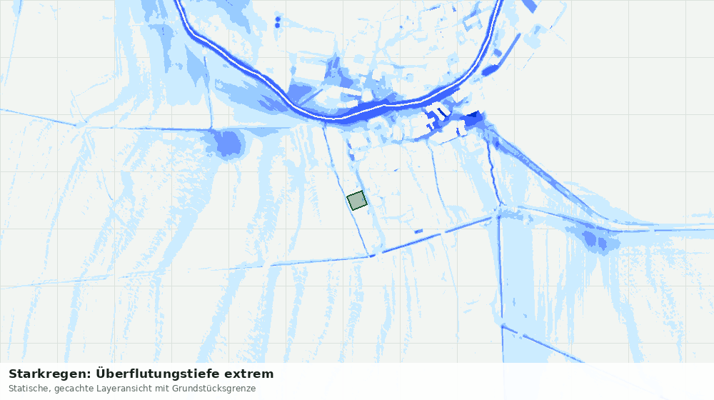 Statische Kartenansicht: Starkregen: Überflutungstiefe extrem