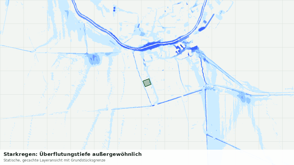 Statische Kartenansicht: Starkregen: Überflutungstiefe außergewöhnlich