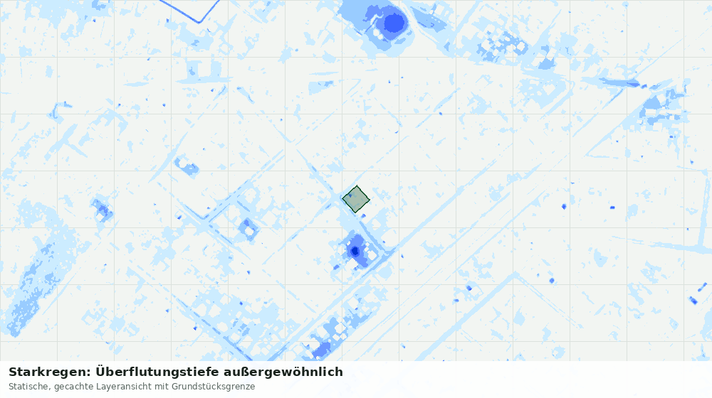 Statische Kartenansicht: Starkregen: Überflutungstiefe außergewöhnlich