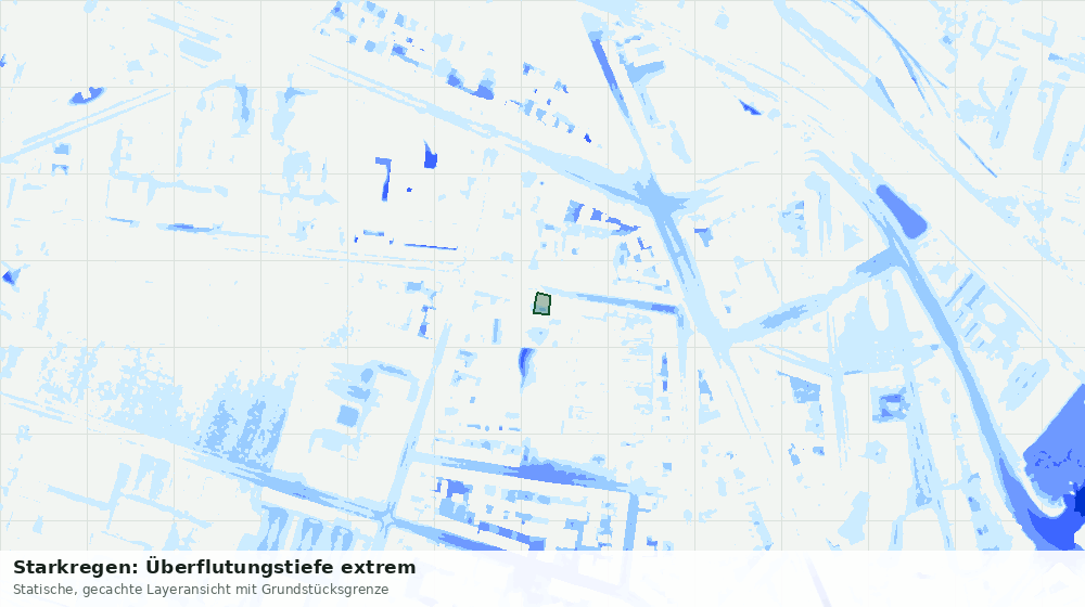 Statische Kartenansicht: Starkregen: Überflutungstiefe extrem