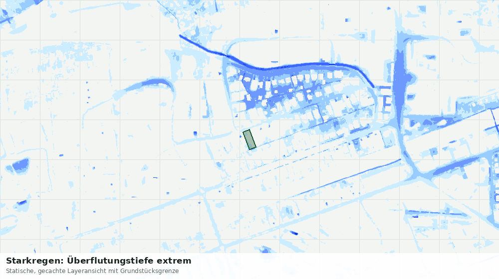 Statische Kartenansicht: Starkregen: Überflutungstiefe extrem