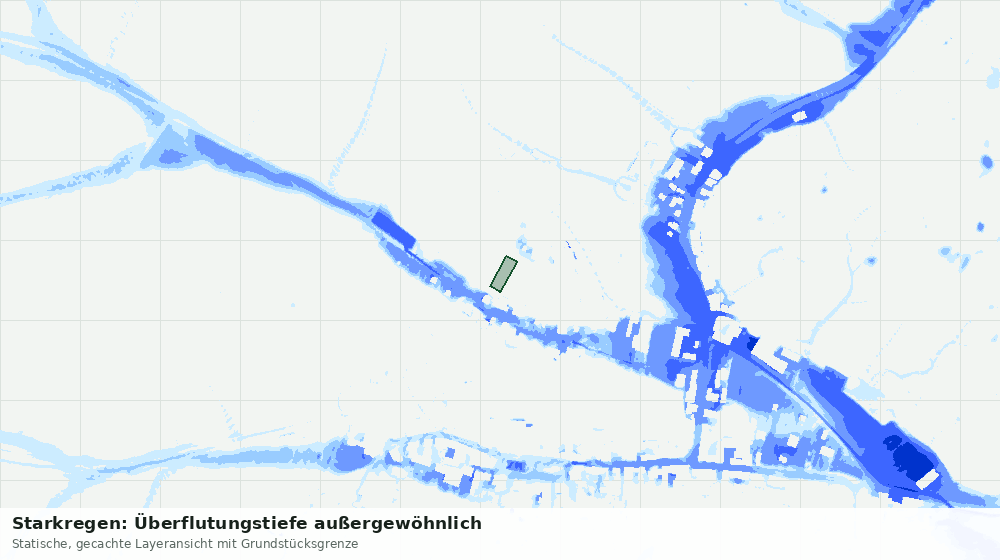 Statische Kartenansicht: Starkregen: Überflutungstiefe außergewöhnlich