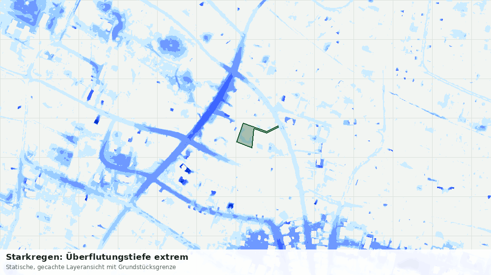 Statische Kartenansicht: Starkregen: Überflutungstiefe extrem