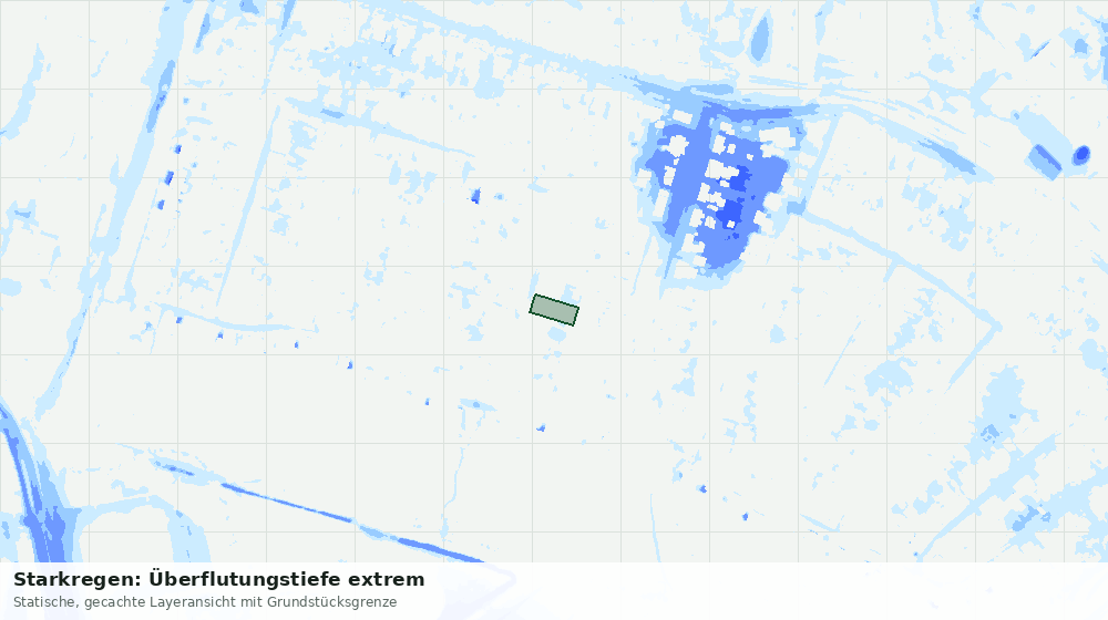 Statische Kartenansicht: Starkregen: Überflutungstiefe extrem