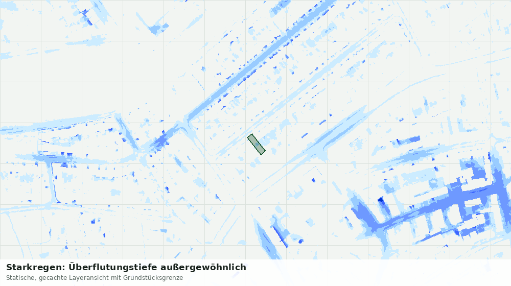 Statische Kartenansicht: Starkregen: Überflutungstiefe außergewöhnlich