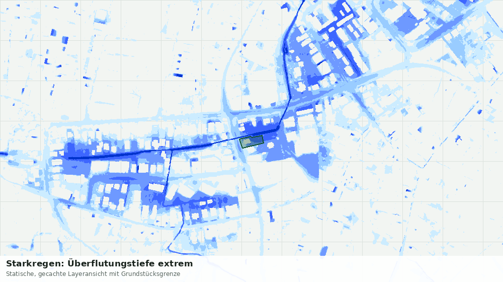 Statische Kartenansicht: Starkregen: Überflutungstiefe extrem