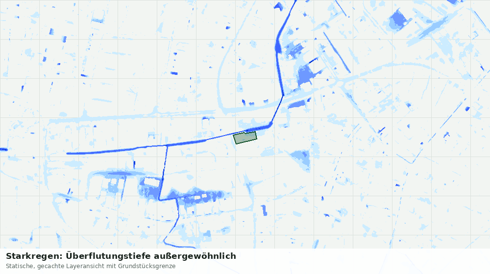 Statische Kartenansicht: Starkregen: Überflutungstiefe außergewöhnlich