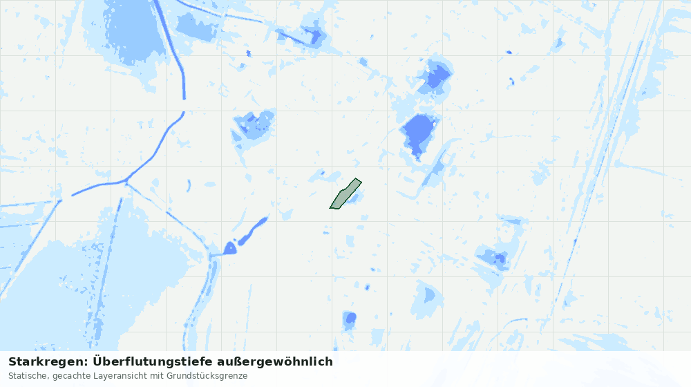 Statische Kartenansicht: Starkregen: Überflutungstiefe außergewöhnlich