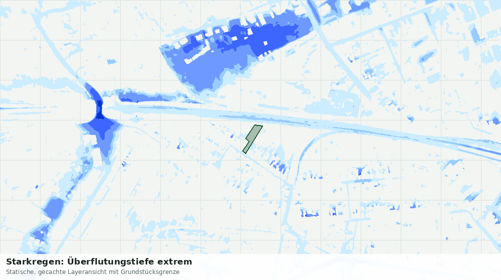 Statische Kartenansicht: Starkregen: Überflutungstiefe extrem