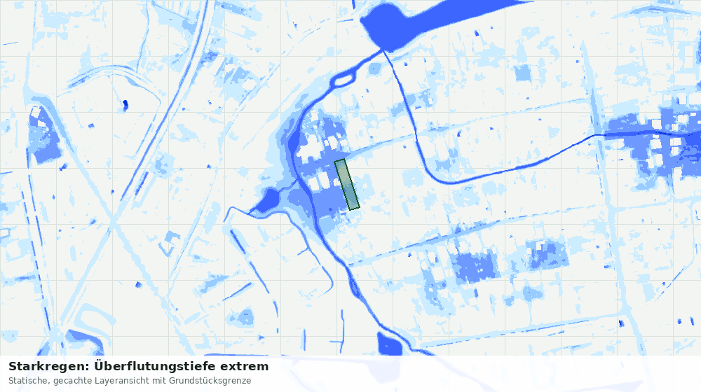 Statische Kartenansicht: Starkregen: Überflutungstiefe extrem