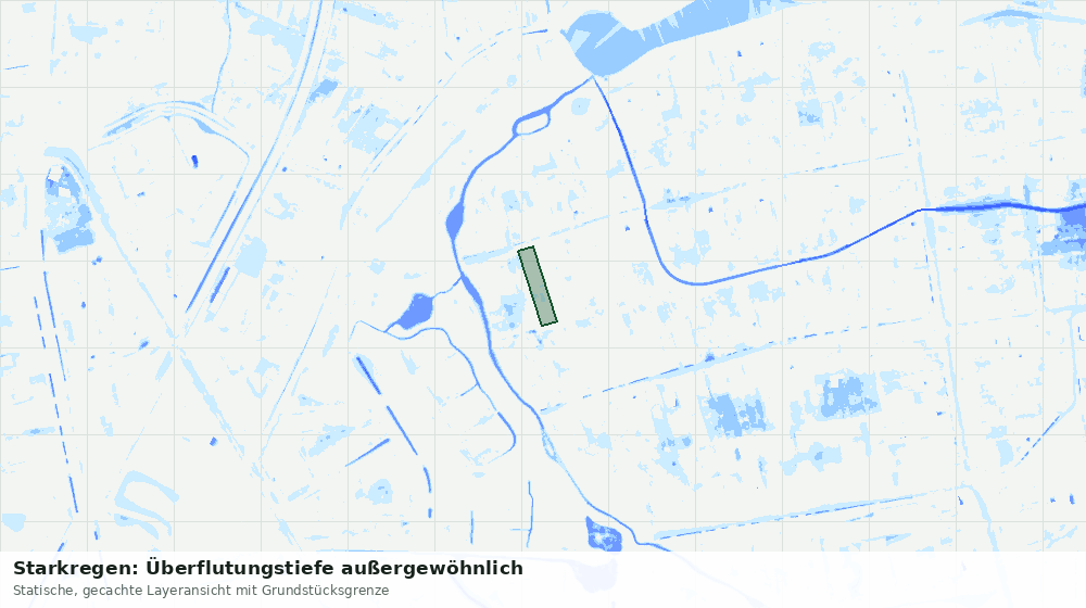 Statische Kartenansicht: Starkregen: Überflutungstiefe außergewöhnlich