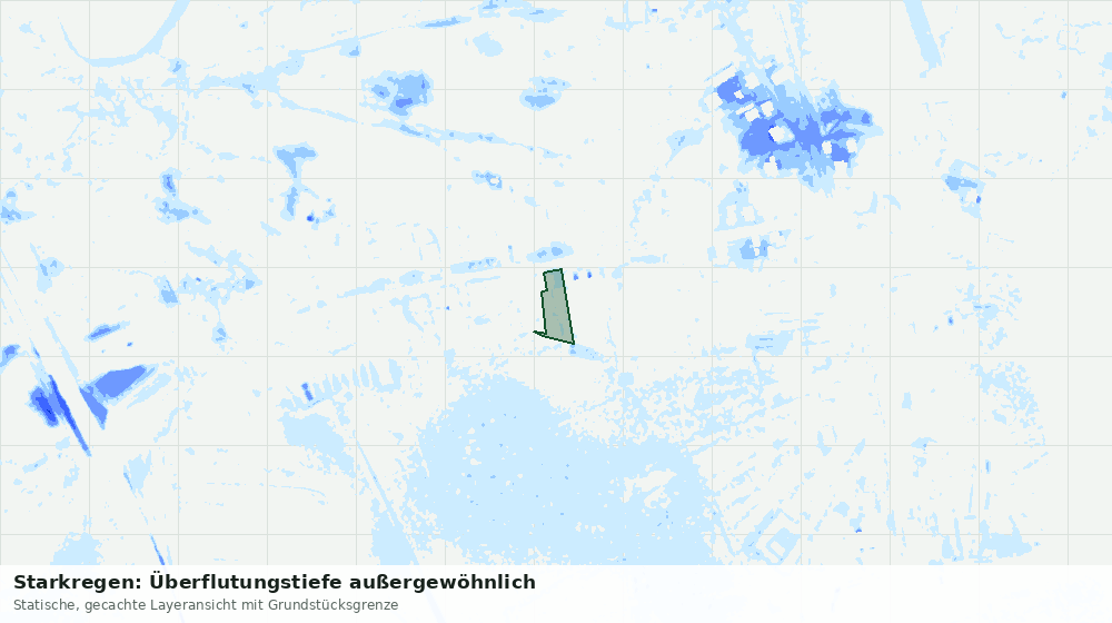 Statische Kartenansicht: Starkregen: Überflutungstiefe außergewöhnlich
