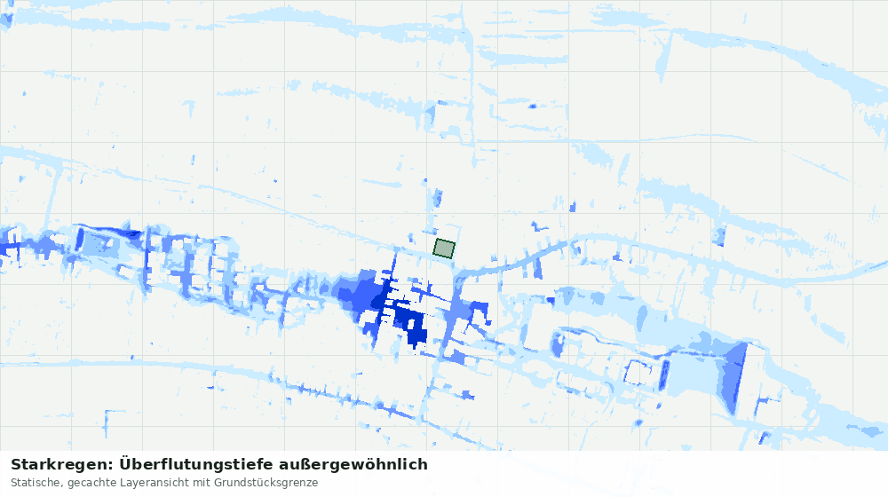 Statische Kartenansicht: Starkregen: Überflutungstiefe außergewöhnlich