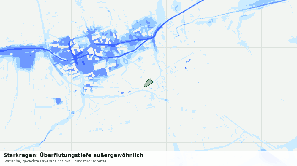 Statische Kartenansicht: Starkregen: Überflutungstiefe außergewöhnlich