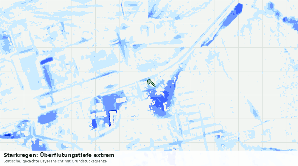 Statische Kartenansicht: Starkregen: Überflutungstiefe extrem