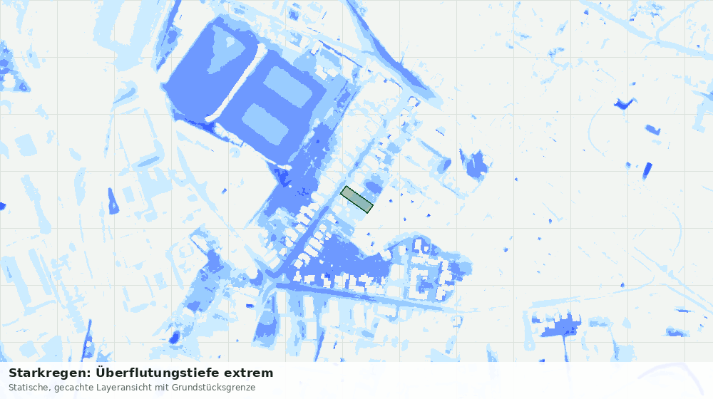 Statische Kartenansicht: Starkregen: Überflutungstiefe extrem