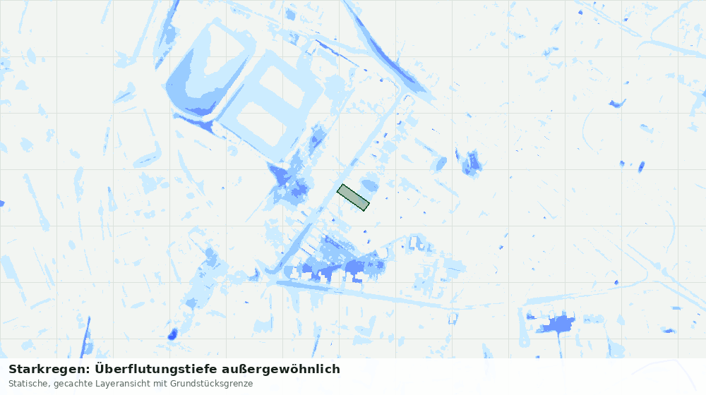 Statische Kartenansicht: Starkregen: Überflutungstiefe außergewöhnlich