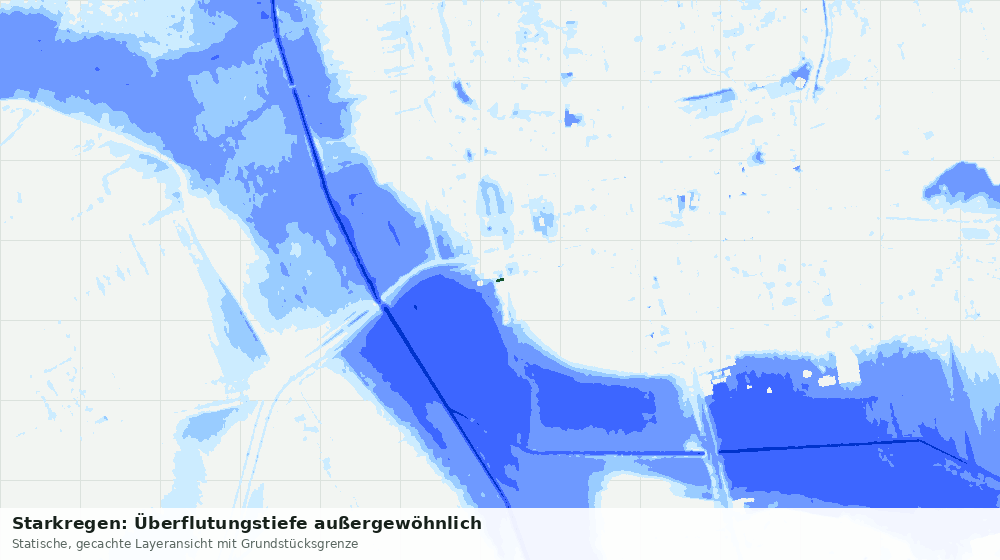 Statische Kartenansicht: Starkregen: Überflutungstiefe außergewöhnlich