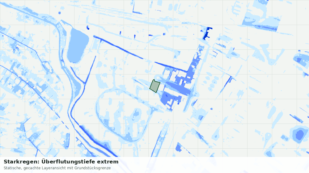 Statische Kartenansicht: Starkregen: Überflutungstiefe extrem