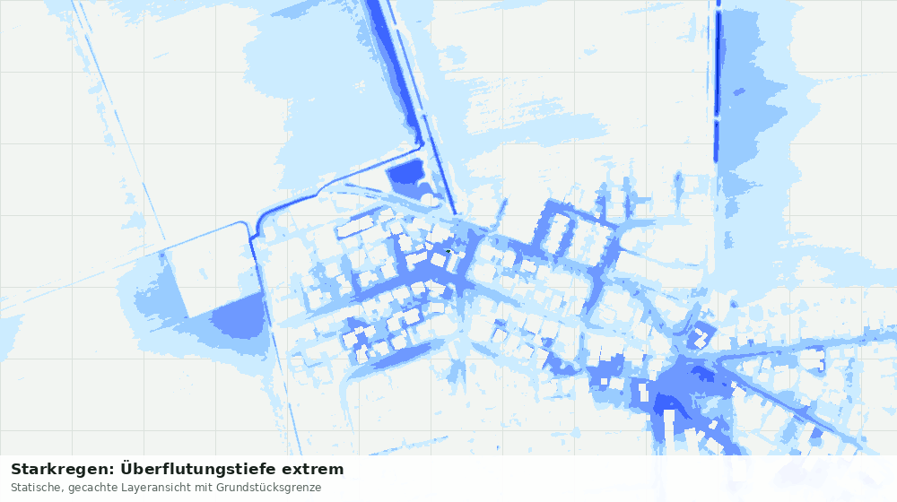 Statische Kartenansicht: Starkregen: Überflutungstiefe extrem