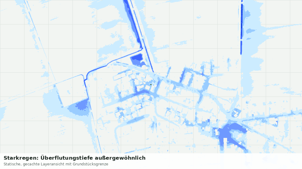 Statische Kartenansicht: Starkregen: Überflutungstiefe außergewöhnlich