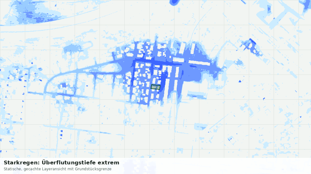 Statische Kartenansicht: Starkregen: Überflutungstiefe extrem