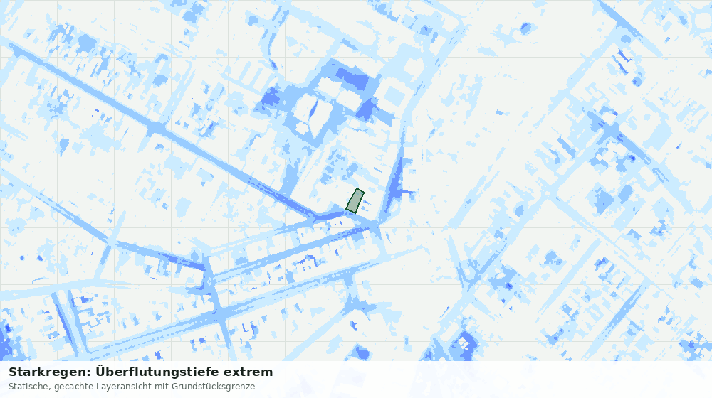 Statische Kartenansicht: Starkregen: Überflutungstiefe extrem