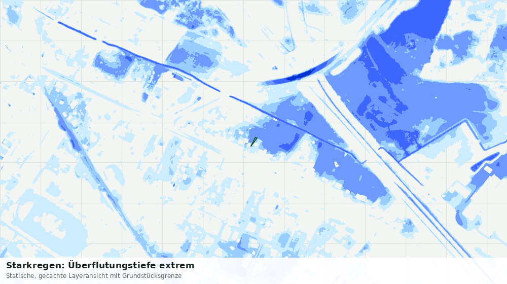 Statische Kartenansicht: Starkregen: Überflutungstiefe extrem